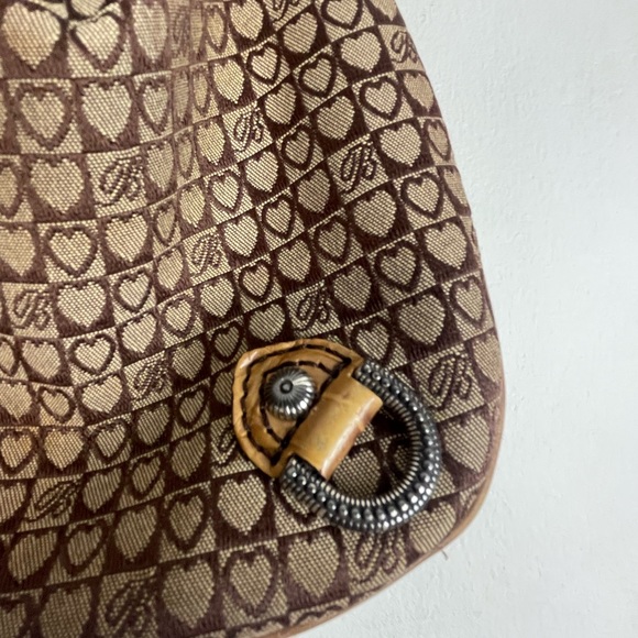 Brighton Canvas And Leather Trim Shoulder Bag GUC - Picture 2 of 12